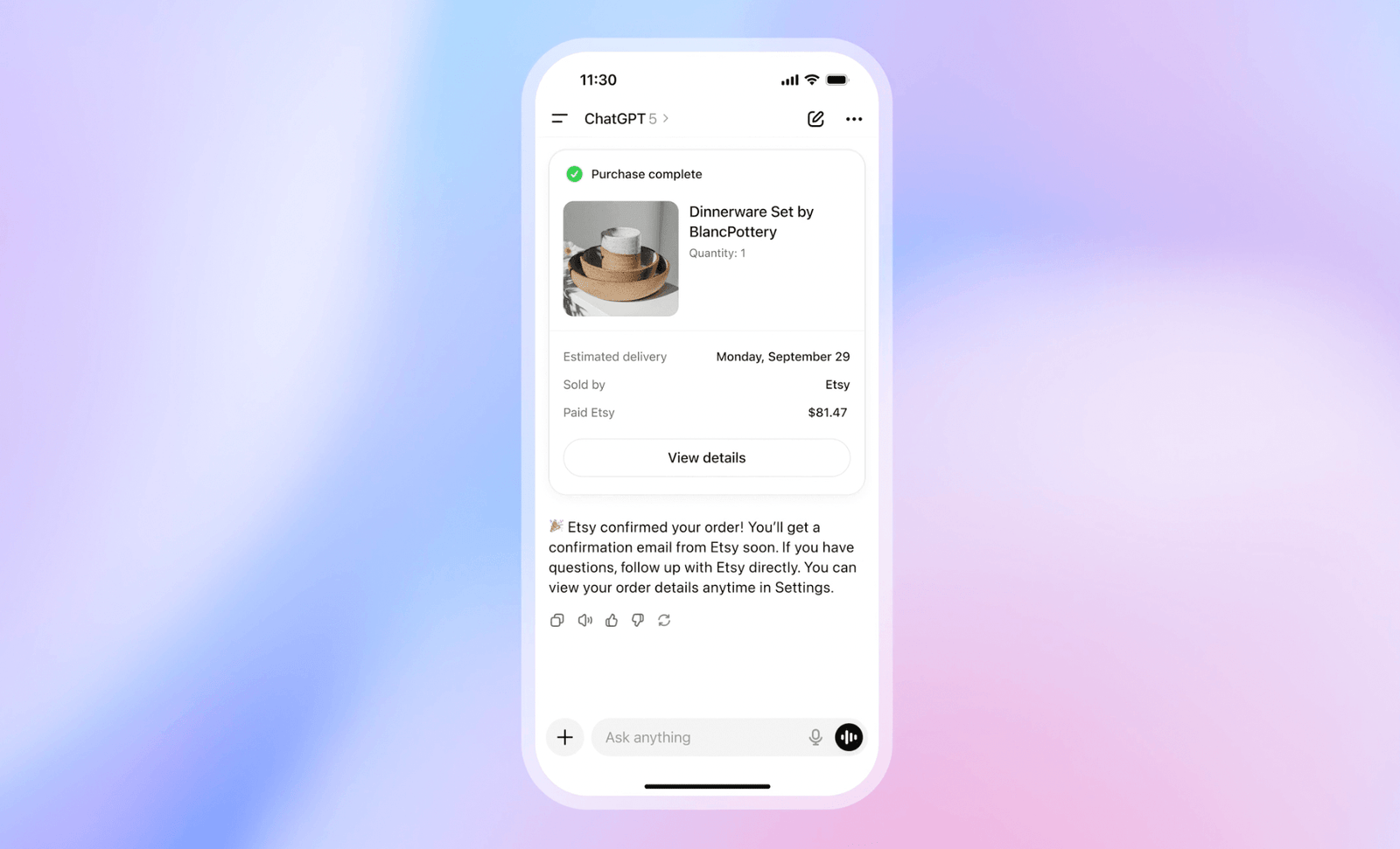 ChatGPT-instant check-out